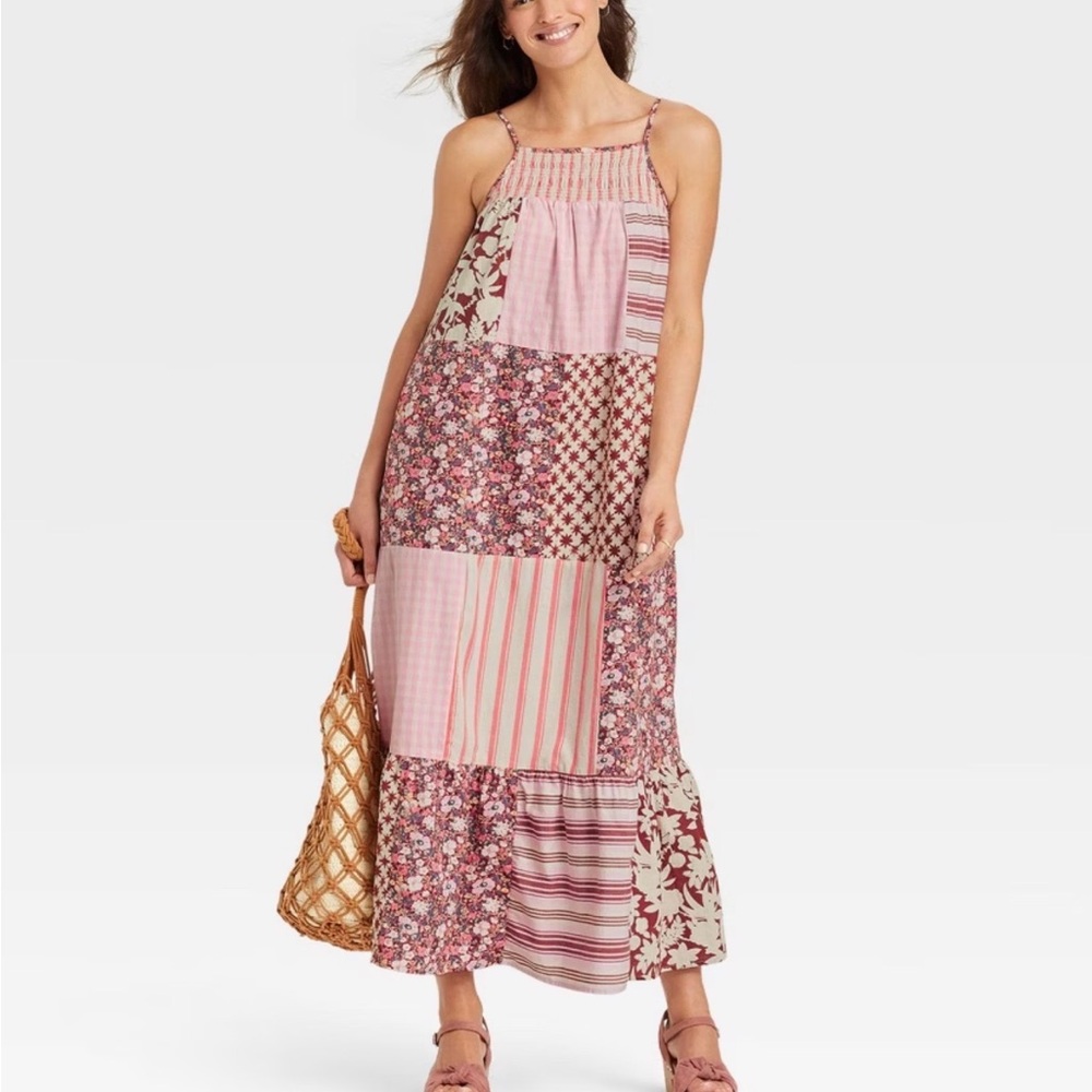 Universal Thread Xs Patchwork Maxi Dress ~ Gingha… - image 1